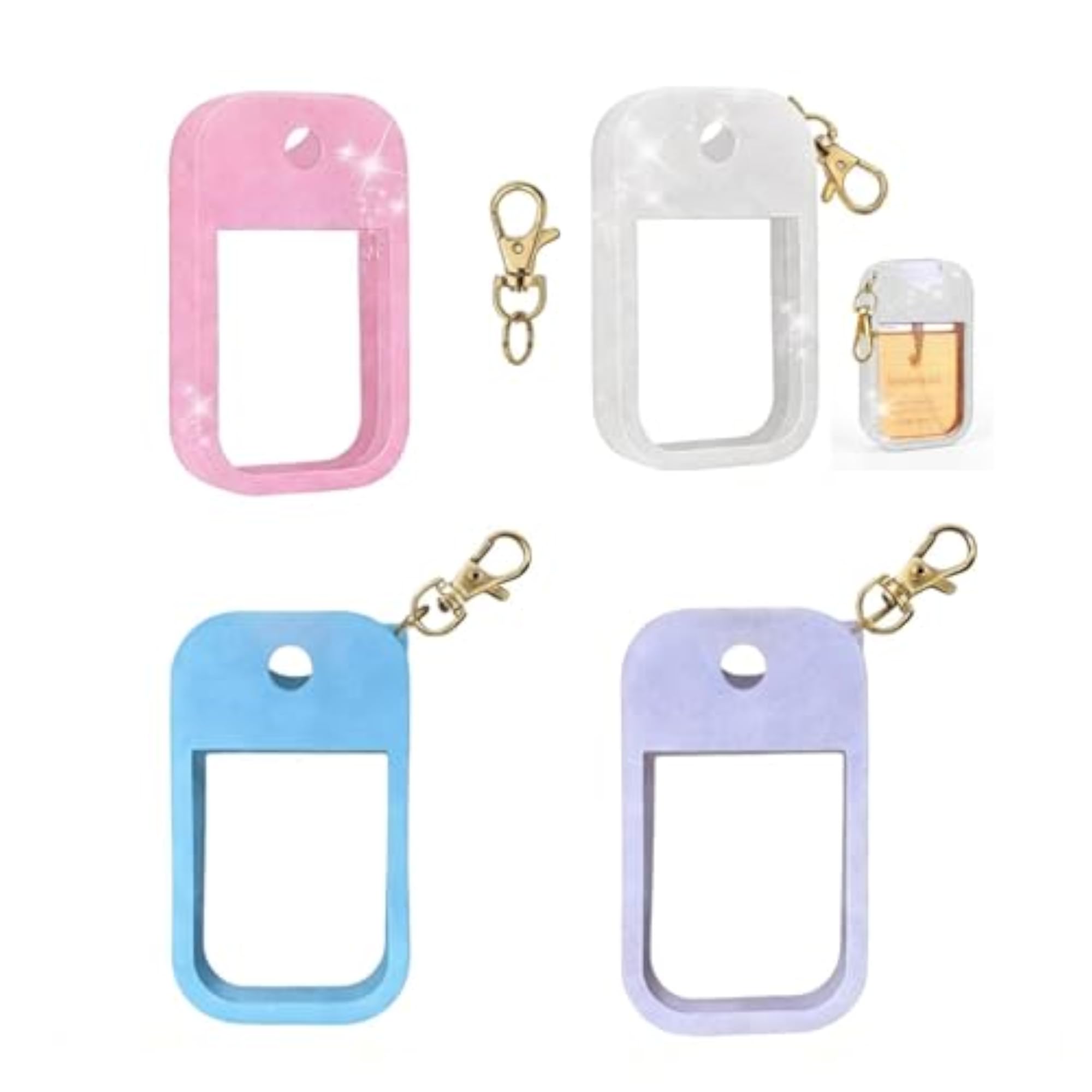 4Pcs Hand Sanitizer Spray Case with Keychain, Travel Size