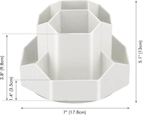 Image of AccuPrints Sumiko Sumiko Pencil Pen Holder for Desk,9 Slots 360 Degree Rotating Desk Organizers,Desktop Storage Stationery Supplies Organizer, Cute Pencil Cup Pot For Office, School, Home (White)