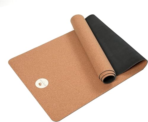 BON - Tapete de yoga 100% biodegradable de corcho y goma natural, antideslizante, tapete de pilates, tapete de ejercicio en casa y estudio con agarre extra para yoga caliente y tapete de entrenamiento
