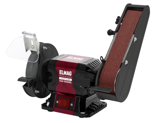 ELMAG Kombi-Schleifmaschine KSM 150/686 | Schleifscheibe & Schleifband | 230 V | 250 W | Grobschliff | Bandschleifer & Schleifbock
