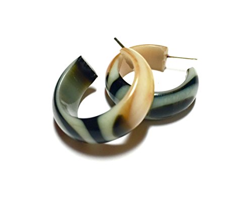 Frosted Tiger Lily Hoops | vintage lucite stripe Small Simple hoop earrings - SIMSM-YL-33