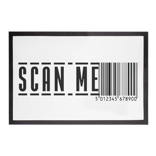 Paillasson Code Barre Scan Me Noir et Blanc - Tapis d'Entrée 60x40cm