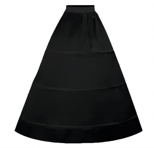 RULTA Women's Crinoline Petticoat A-line 3-Hoop underskirt suitable for wedding ball dresses bridal Tutu Tulle Slips Skirt, Black, One Size