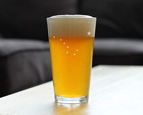 Alaska Flag Pint Glass for Beer - State Themed Drinking Decor and Gifts for Alaskan Women & Men - 16 Oz Glasses