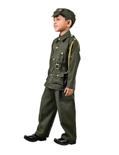 Image of BookMyCostume Premium Fabric Army Soldier with Whistle Professional Community Helper Kids Fancy Dress Costume 3-4 Years