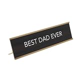 aahs!! Engraving Best Dad Ever Nameplate Style Desk Sign - Brown & Gold