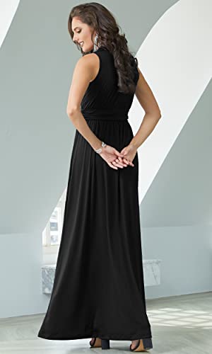 Koh Koh Plus Size Womens Long Sleeveless Flowy Bridesmaids Cocktail Party Evening Formal Sexy Summer Wedding Guest Ball Prom Tall Sundress Gown Gowns Maxi Dress Dresses, Black Xl 14-16 #TOP3