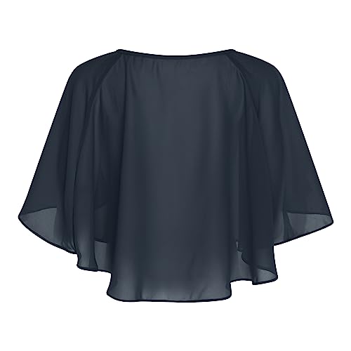Bolerose weich Hochzeit Umhängetuch Abend Durchsichtiges Chiffon Überwurf Umhang Schultertuch (Nachtblau, Einheitsgröße)
