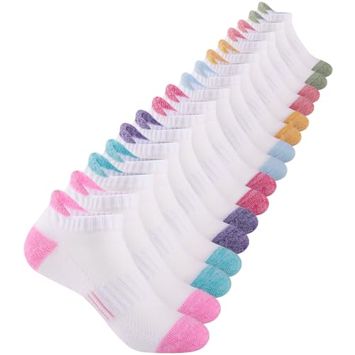Comfoex Girls Socks Ankle Athletic Socks For Kids 4-6 6-8 8-10 Years Old Short Socks With Cushioned Sole 8 Pairs