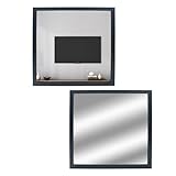 SnowTing 2 PCS Black Wooden Frame Decor Mirror with Screw Stickers, 12.6 x 12.6 Inch Wall Mounted Shatterproof Acrylic Square Decorative Mirror for Hallways, Entryway, Bedroom, Living Room
