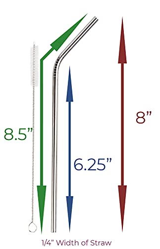 4 Pcs Reusable Metal Drinking Straws 8.5 Inch Stainless Steel Straw 6Mm Diameter Wide -Compatible With 20Oz Yeti Tumblers Eco-Friendly Washable Non-Plastic Or Glass - Unbreakable #TOP2