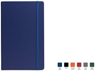 TECHNO Ruled, Hardcover Executive Notebook Journal with Premium Paper, 192 Lined Pages, Includes book mark ribbon, Elastic closure, Navy Blue Cover, Size 5.75" x 8.5"