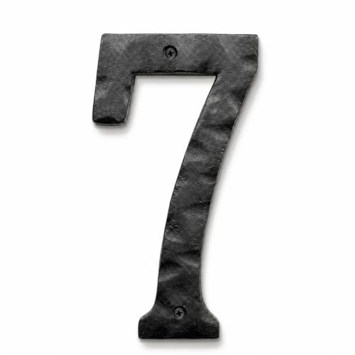 Image of NACH House Numbers for Outside, 8 inch Black Address Numbers for House - Number 7 - Rustic Numbers for Outside with Mounting Hardware