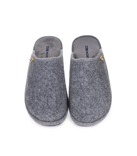 Nordikas Zapatillas de Casa de Fieltro, Gris, Interior, Suela de Goma Antideslizante, Pantuflas Cómodas (Gris, Mediano, Sistema tallas calzado EU, Adulto, Hombre, Números, mediano, 40)