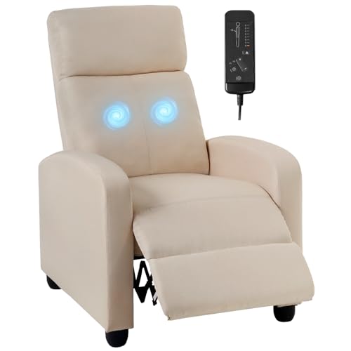 Sillón reclinable textil beige confortable miniatura 1