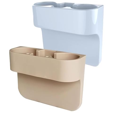 Car Cup Holder Cup Holder for Car Seat Cup Holder for Car Multifunctional Portable Console Side Pocket Car Seat Gap Filler Organizer Vehicle Seat Cup Cell Phone Drink Holder Storage Box (Beige&Gray) Cover