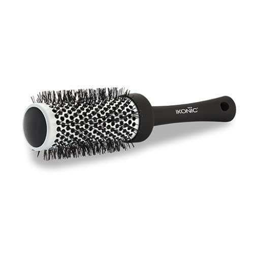 Image of Ikonic Professional Blow Dry Hair Brush with Ionic Techonology for Frizz-Free Styling, Curling, Volumizing & Waves for Women & Men, All Hair Types, Salon & Personal Use - BDB 43 BLACK + WHITE