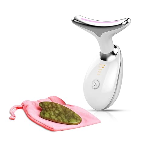 True Health Masajeador facial eléctrico con Gua Sha - Dispositivo de levantamiento facial recargable con 3 modos y 7 colores de luz LED, herramienta de escultura Gua Sha para antienvejecimiento
