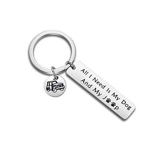 PLITI Dog Lover Keychain Gift Dog Mom Dog Dad Life Gift All I Need is My Dog and My Truck Keyring (need dog keychain)
