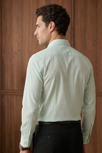 Image of Louis Philippe Men's Slim Fit Easy to Iron Everyday wear Premium Cotton Full Sleeve Textured Formal Shirt