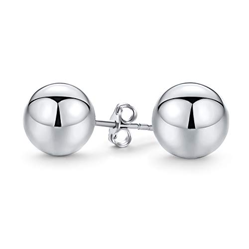 Boucles d'oreilles perles rondes 10mm en argent sterling .925 pour femmes
