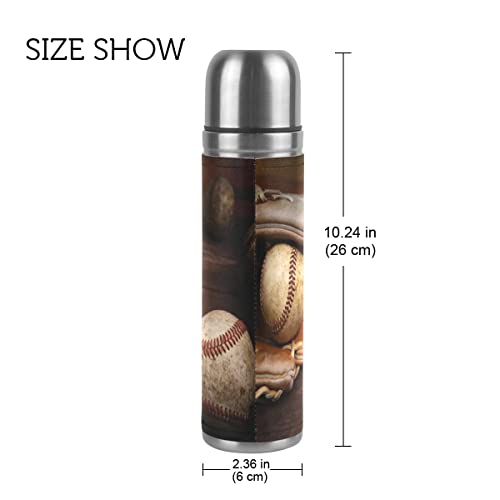 Béisbol foto de acero inoxidable botella de agua aislada al vacío termo 500ml viaje deporte té café beber envase - Imagen 3