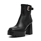 Steve Madden Women's Summit Ankle Boot, Black Leather, 8