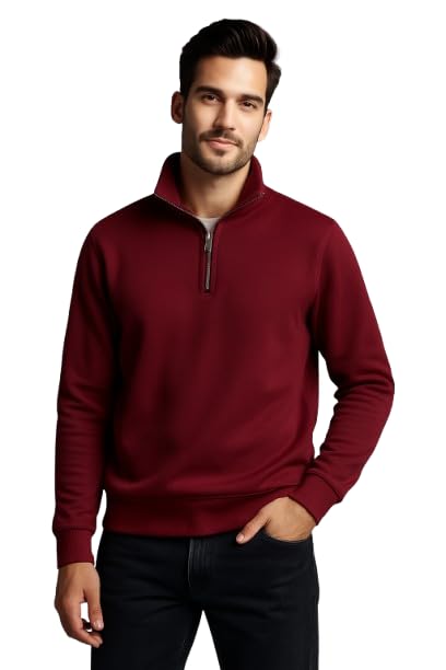 Image of Half Zipper Solid Sweatshirt for Men