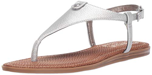 Circus by Sam Edelman Women's Carolina Flat Sandal, Soft Silver Tumnled Bolt, 7