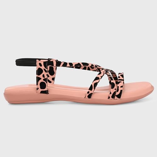 Image of Centrino Women's Sandals | Trendy Stylish Slip-On Open Toe Sandals for Ladies | Animal Print Cross Strap Comfortable Casual Flip-Flop Sandals | Lightweight and Durable Fashion Footwear(9328)