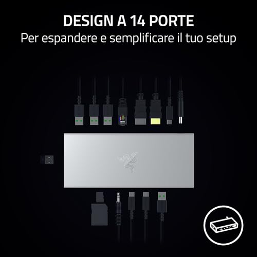 USB 4 Dock - USB High-Speed-Dock - Supporto doppio display, ricarica dispositivi (3x USB-C, 5x USB-A, HDMI, DisplayPort, Gigabit Ethernet) Bianco - Hub USB - Immagine 2