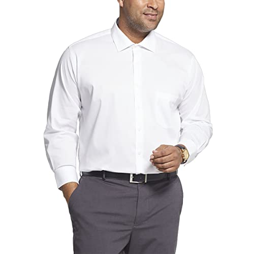 Van Heusen Men's FIT Dress Shirt Flex Collar Stretch Solid (Big and Tall), White, 19" Neck 37