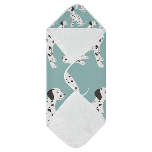 Image of Dalmatian Dogs Hooded Towel - Ultra Soft & Absorbent Muslin Cotton Bath Towel for Babies, Toddlers, Newborn - Boys & Girls Essential 30 inchx30 inch