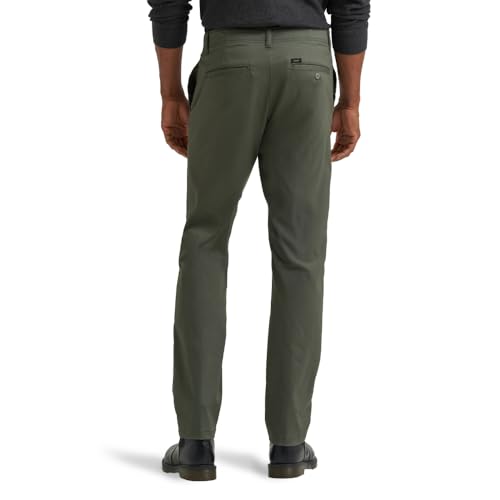 Lee Men's Extreme Motion Flat Front Slim Straight Pant, Olive Gray3