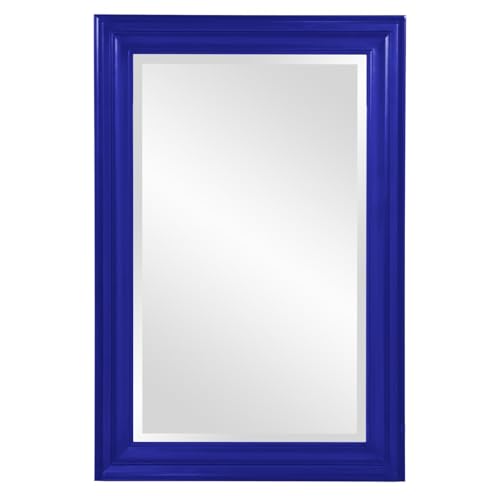 Image of George Rectangular Glossy Royal Blue Wall Mirror, Wood Framed 24 x 36