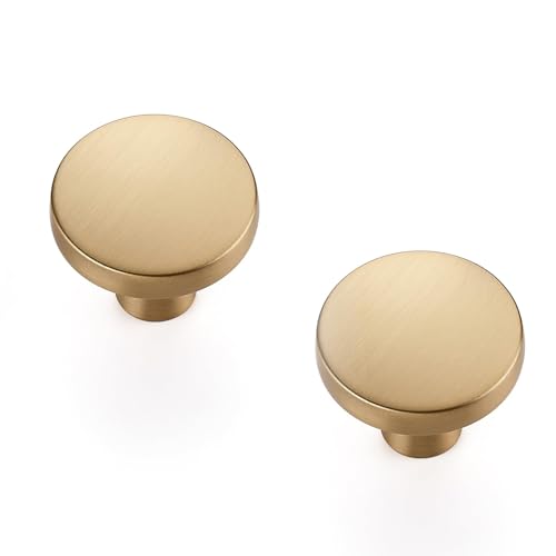 Image of Ravinte 30 Pack Drawer Pulls 1-1 /4 Inch Kitchen Cabinet Knobs Solid Round Dresser Drawer Knobs Champagne Bronze Dresser Knobs Drawer Knobs Simple Cabinet Hardware for Cupboard Drawer Pulls