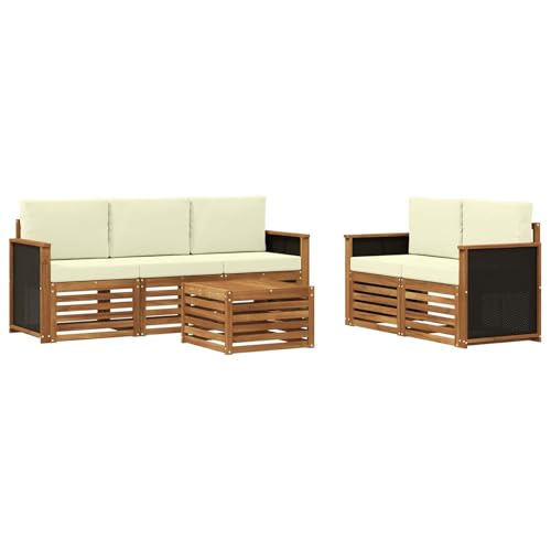 vidaXL Set divani con cuscino 6 pcs Legno di Acacia