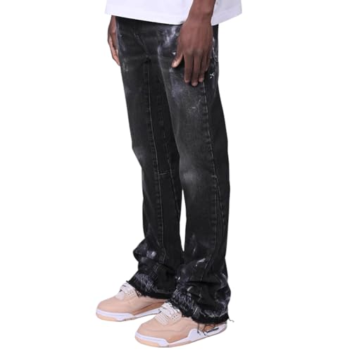 XYGJZ Men's Distressed Black Jeans Casual Stretch Straight Leg Denim Pants