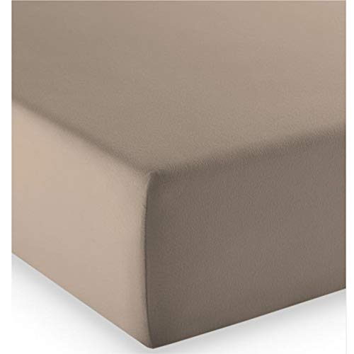 Fleuresse Mako-Jersey-Spannlaken comfort Farbe taupe 9042 fleuresse Comfort Spannbettlaken (96 % Baumwolle, 4 % Elasthan), mit Rumdumgummizug, Ökotex Standard 100, für Matratzen bis 26 cm Höhe, 90 - 100 x 200 - 220 cm, taupe