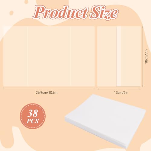 38 Stück Pergamentpapier für Einladungen, 13 x 18cm Pergamenthüllen für Einladungen, Vorgefaltet Pergamentpapier, Durchscheinend, für Hochzeit Brautparty Babyparty Geburtstag, Einweihungsparty