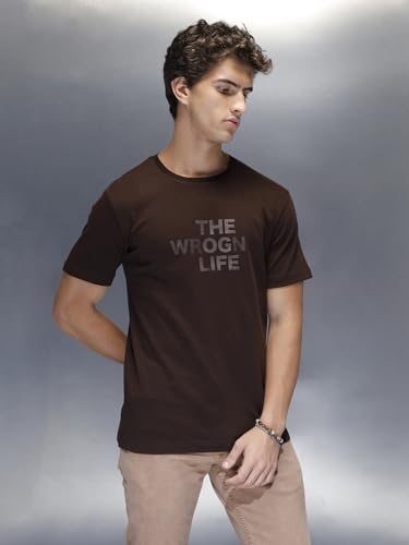 Image of WROGN Men's 100% Cotton T-Shirt | 3D Graphic Print | Slim Fit