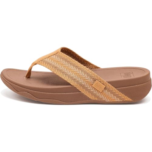 Image of FitFlop Women's SURFA Stripe-Webbing Toe-Post Sandals | Lightweight Flip Flops with Cushioned Comfort, Arch Support & Grip