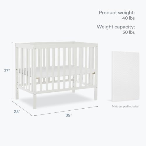 Image of Dream On Me Edgewood 4-in-1 Convertible Mini Crib in White
