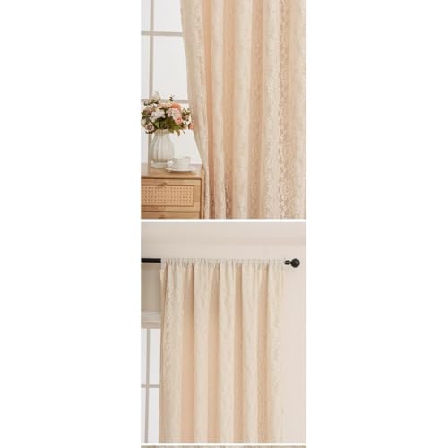 Rideaux en dentelle en polyester beige aux finitions soignées - 8