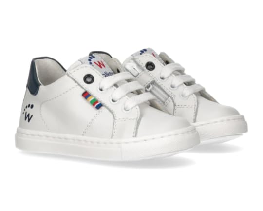 Baskets Mid Lacets Blanc Bleu Walkey 42887 pour enfant