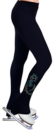 NY2 SPORTSWEAR Figure Skating Practice Pants with Rhinestones R162 - Adult Sizes- (Adult Small) Black