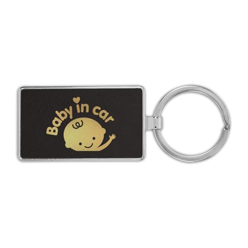 RDW Baby In Car Premium Leatherette Keychain on board kids