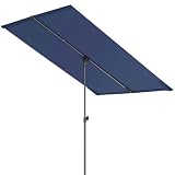 HOMSHADE 6x4ft Outdoor Balcony Umbrella - Flat Porch Pool Patio Umbrella Rectangular Canopy Shade UPF50+ UV Protection 360° Rotating & Tilting All Angles Applicable (Navy Blue, No Base)