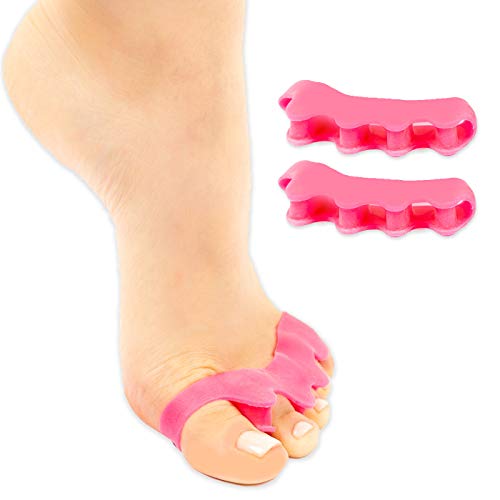 Toe Separators By Pedicura – Gel Toe Stretcher For Bunions & Overlapping Toes – Toe Straightener With Anti-Inflammatory Essential Oils For Pain Relief – Ergonomic Design For Sports Activities (Pink)