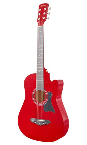 Juârez Acoustic Guitar, 38 Inch Cutaway, JRZ38C/RED with Bag, Strings, Pick and Strap, Red